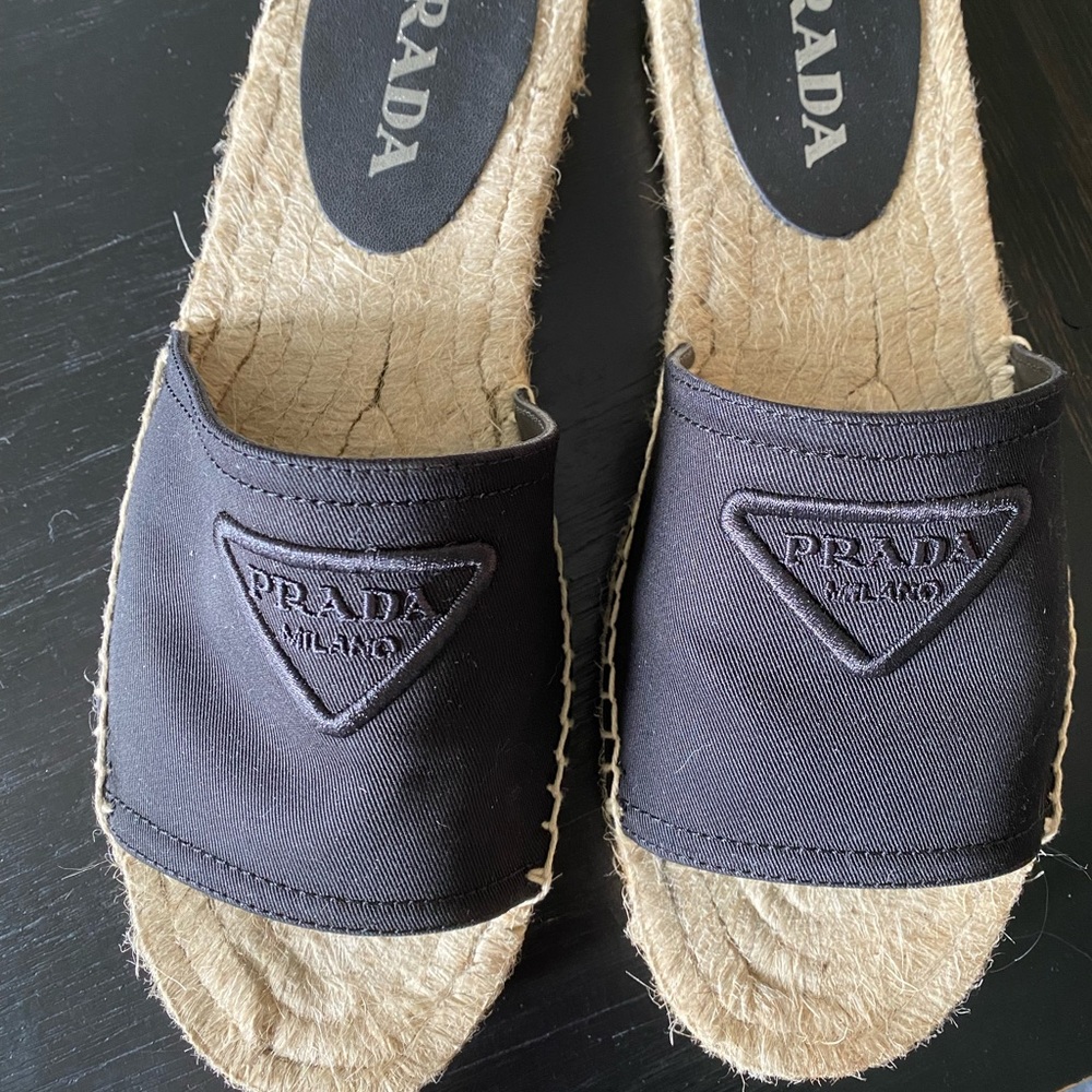 Prada Black Canvas Slides